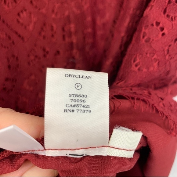 Ann Taylor Lace Overlay Sheath Dress Short Sleeve, Mini - Deep Red, Size 8 - Picture 8 of 8
